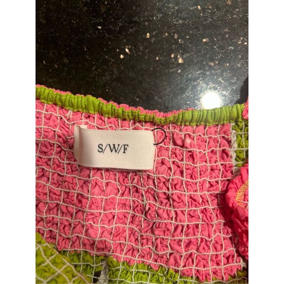 SWF Mottled Midi Dress in scooped hemline detail printed design size S NWOT$399 - Picture 8 of 8